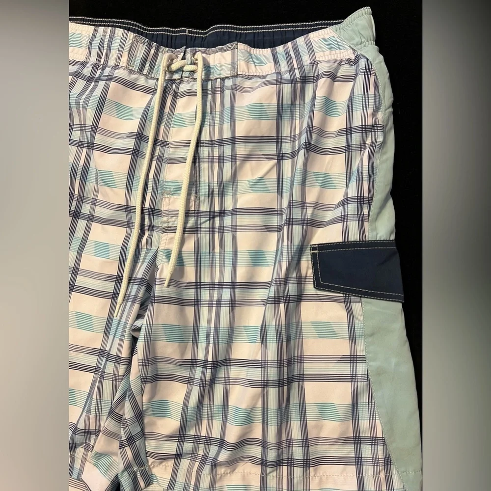 EUC Sonoma Plaid Swim Shorts with Pocket Men’s Large & drawstring waist